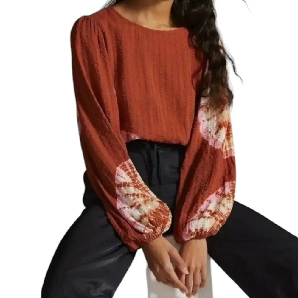 Anthropologie The Odells Tie-Dye Serena Ballon Sleeve Top Small
